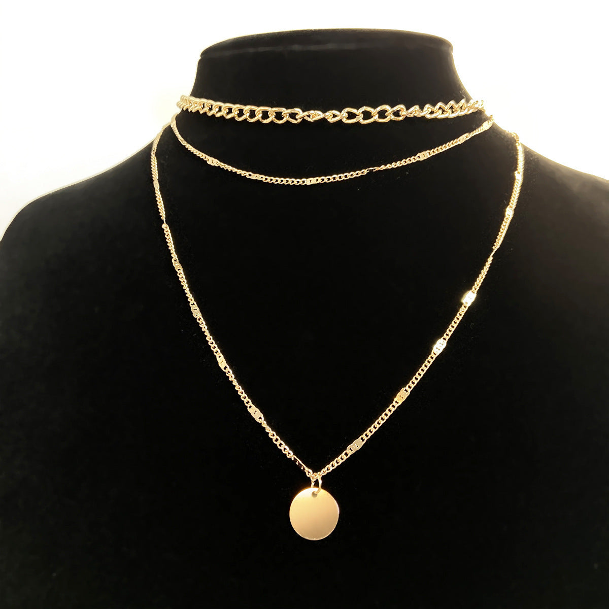 Women's Multilayer Disc Pendant Necklace