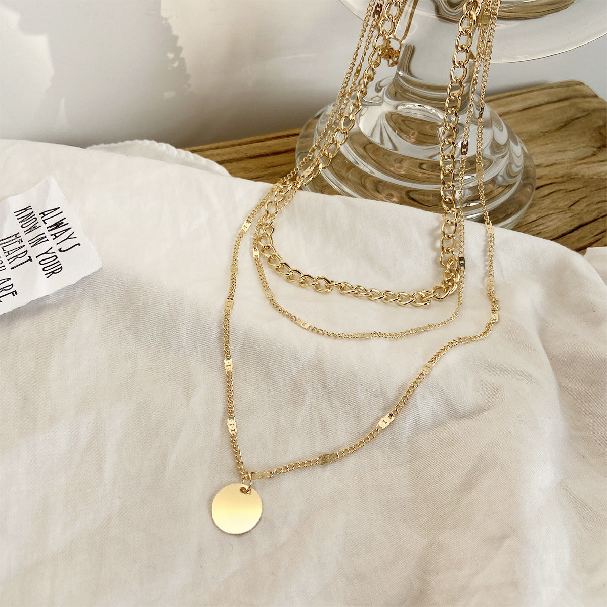 Women's Multilayer Disc Pendant Necklace