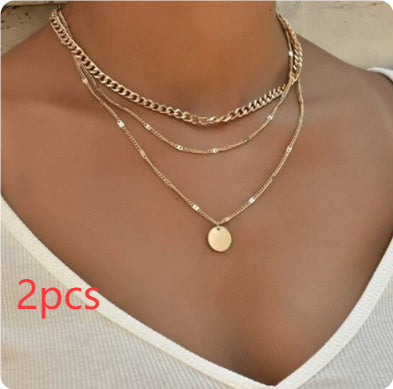 Women's Multilayer Disc Pendant Necklace