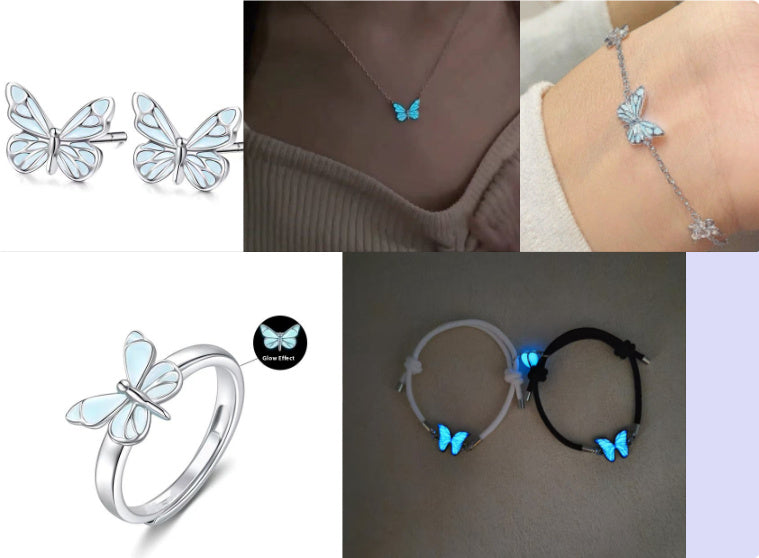 Fashion Blue Luminous Butterfly Necklace