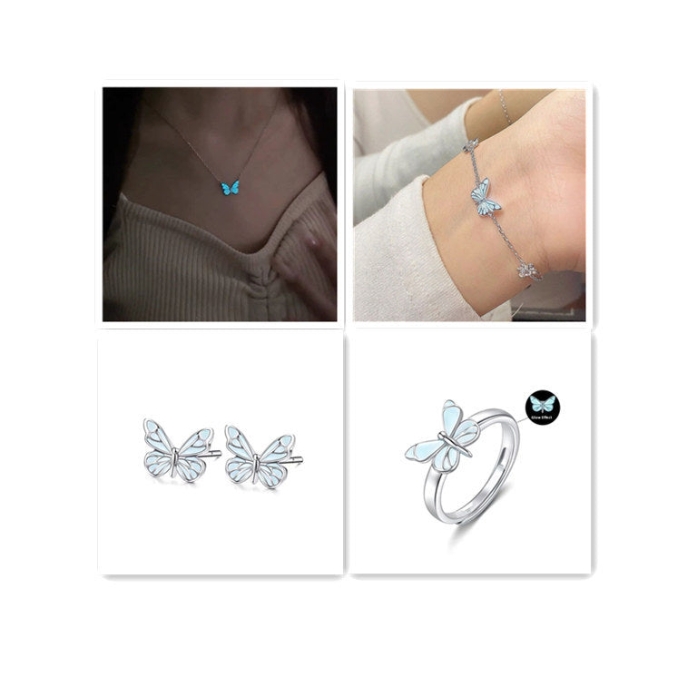 Fashion Blue Luminous Butterfly Necklace