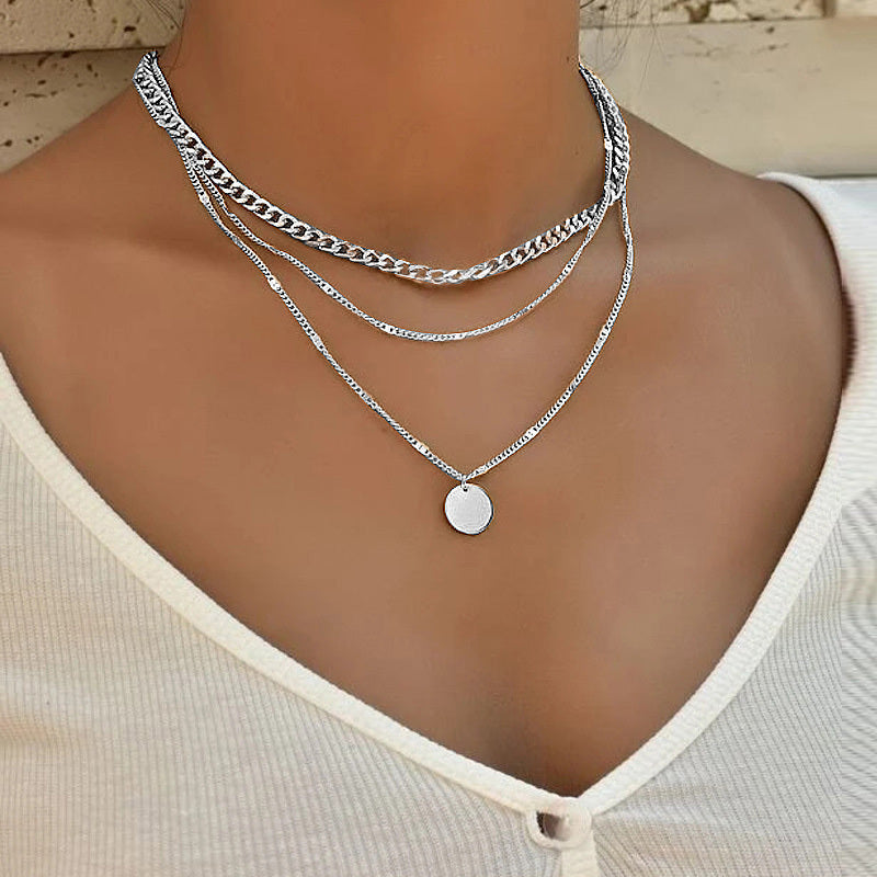 Women's Multilayer Disc Pendant Necklace