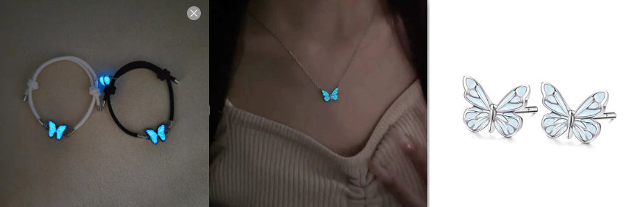 Fashion Blue Luminous Butterfly Necklace