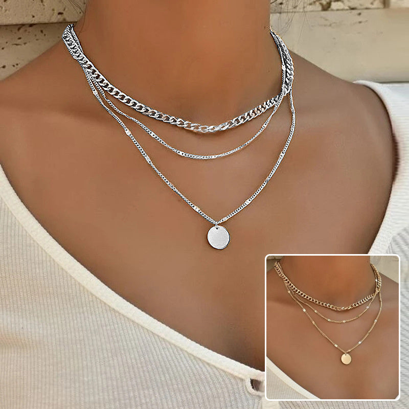 Women's Multilayer Disc Pendant Necklace